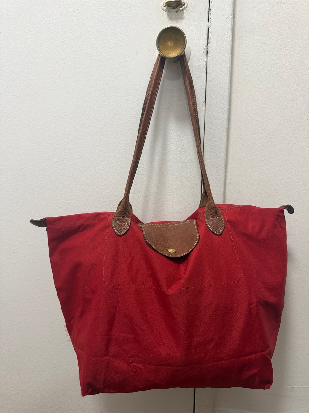 Longchamp Large Le Pliage Red Tote